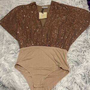 Sequin Silk Bodysuit